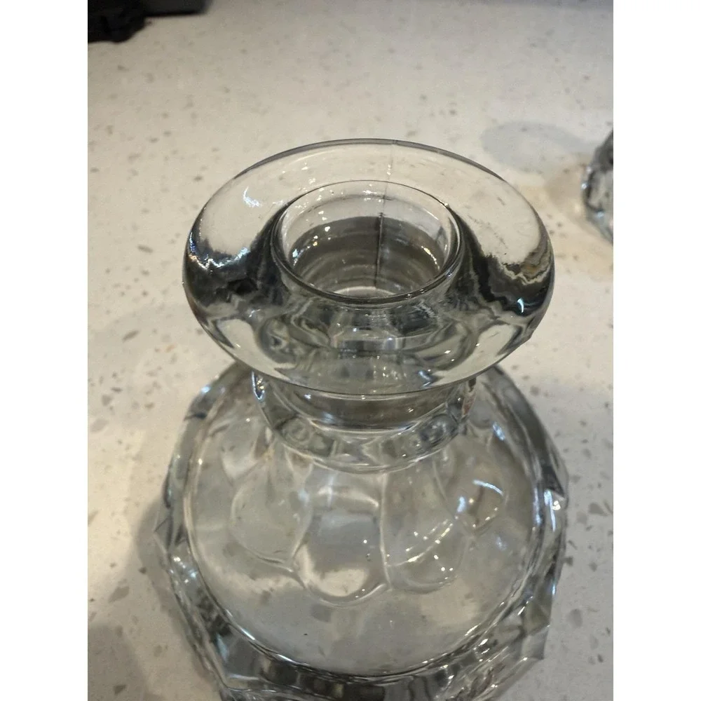 Westmoreland Paneled Grape Clear Silver Overlay Candle Stick Holder Mid Century